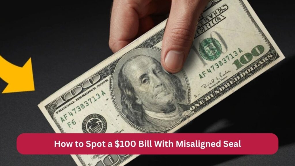 $100 Bill With Misaligned Seal